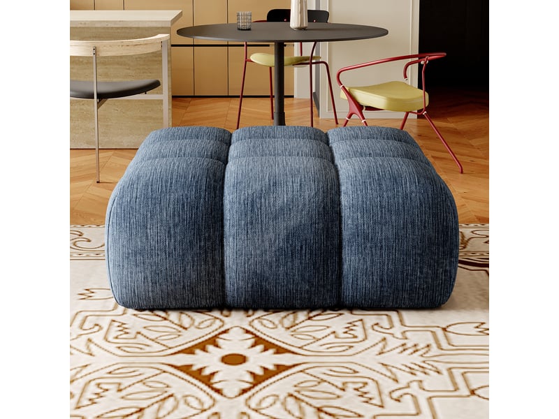  Canapé mousse sans armature, pouf, sans montage, tissu chenille, pour salon et appartement, bleu  - Conforama C