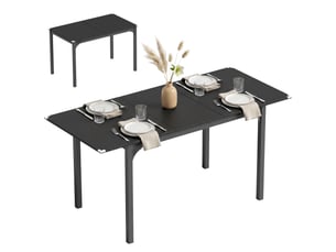 Table extensible pour 4 à 6 personnes, longueur réglable de 120 à 160 cm, pieds en acier, noire