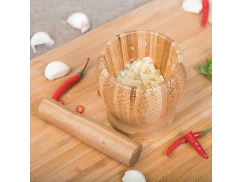  Mortier et pilon en bois naturel, ustensiles de cuisine pour épicer le gingembre, les herbes, les graines d'ail, 1 pièce  - Conforama E