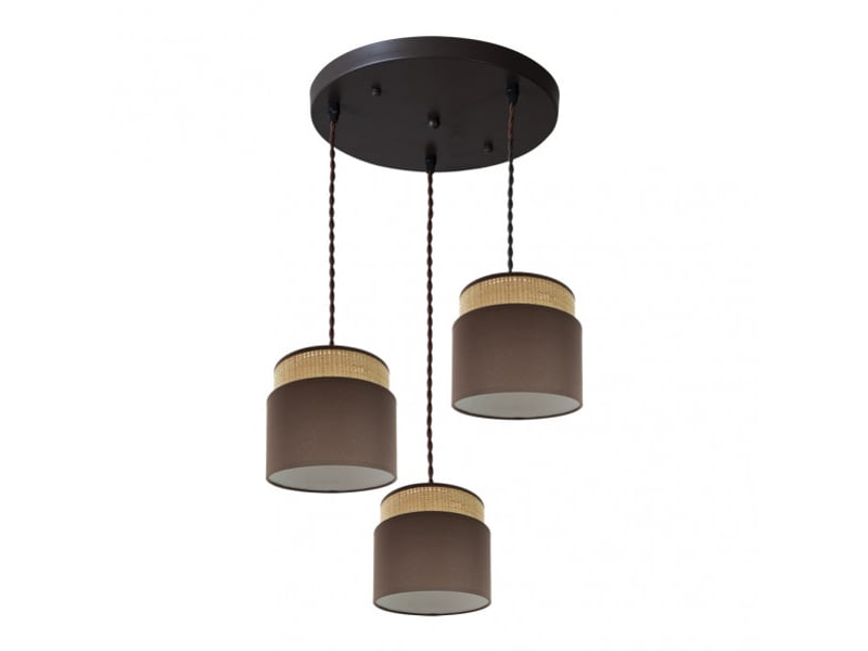  Plafonnier suspendu fabrilamp kandy naturelmarron 3 x e27 hauteur réglable 45-108 cm 39x39 cm 174283002 - Conforama A