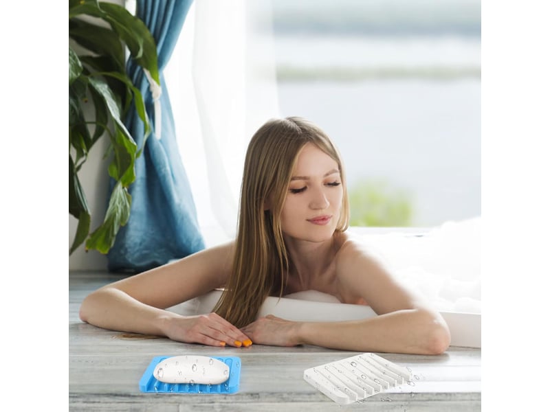 4pcs porte savon,support savon， silicone avec drain de vidage，porte savon douche，plateau à savon,pour salle de bain cuisine compteur，voyage  - Conforama C