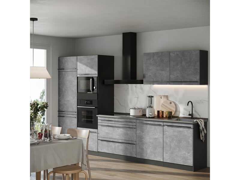  Vicco cuisine, bétonanthracite, 340cm plan de travail marbre  - Conforama C