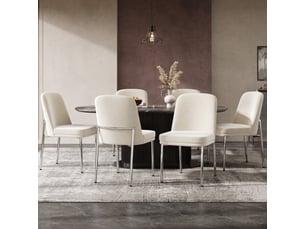 Lot de 6 chaises de salle à manger en velours beige, pieds en métal