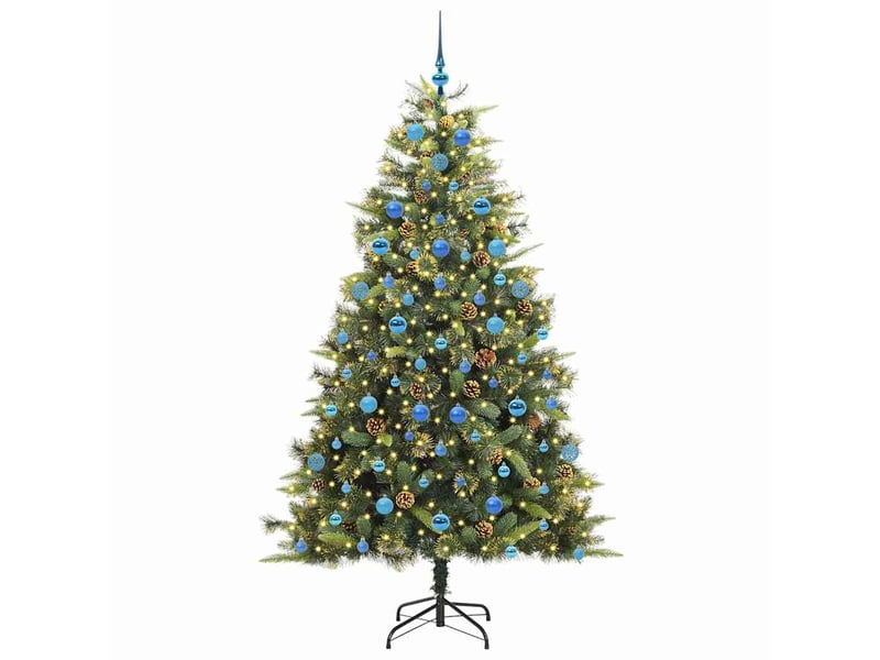 Sapin de noël artificiel, arbre de noël avec branches pliables et cônes 210 cm shl6537 - Conforama C