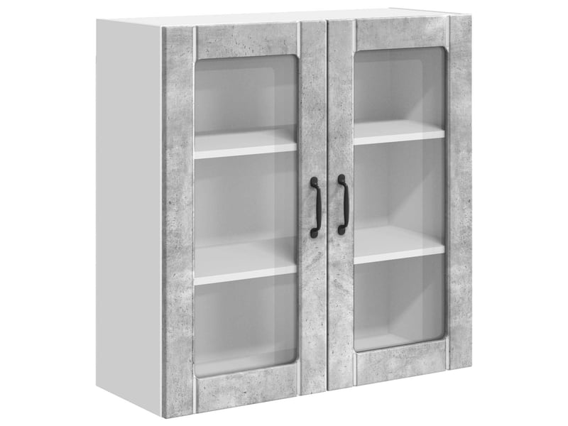  Meuble mural de cuisine, cabinet en verre mural gris béton 80x31x80cm shl8644  - Conforama A