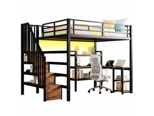 Lit mezzanine 140x200 cm <strong>OKMYHOME</strong>  <strong></strong> coloris noir