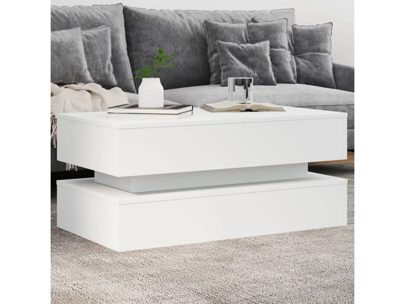  Table basse | table d'appoint salon avec lumières led blanc 90x50x40 cm shl3282  - Conforama B