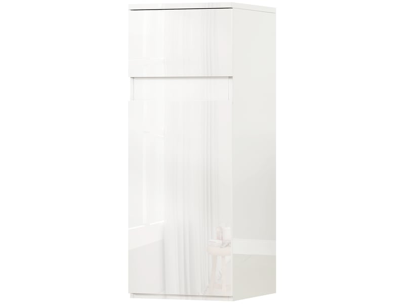  Meuble de salle de bain suspendu blanc brillant avec tiroir et étagère réglable  - Conforama B