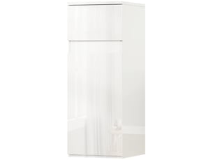 Meuble de salle de bain suspendu blanc brillant avec tiroir et étagère réglable