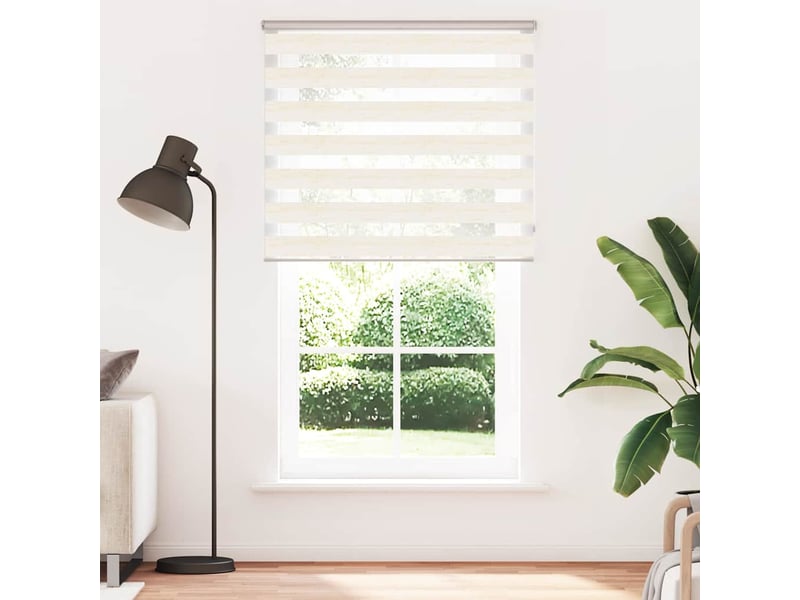 Store zèbre, store de fenêtre beige marbré largeur du tissu 125,9 cm polyester cf48261 - Conforama A