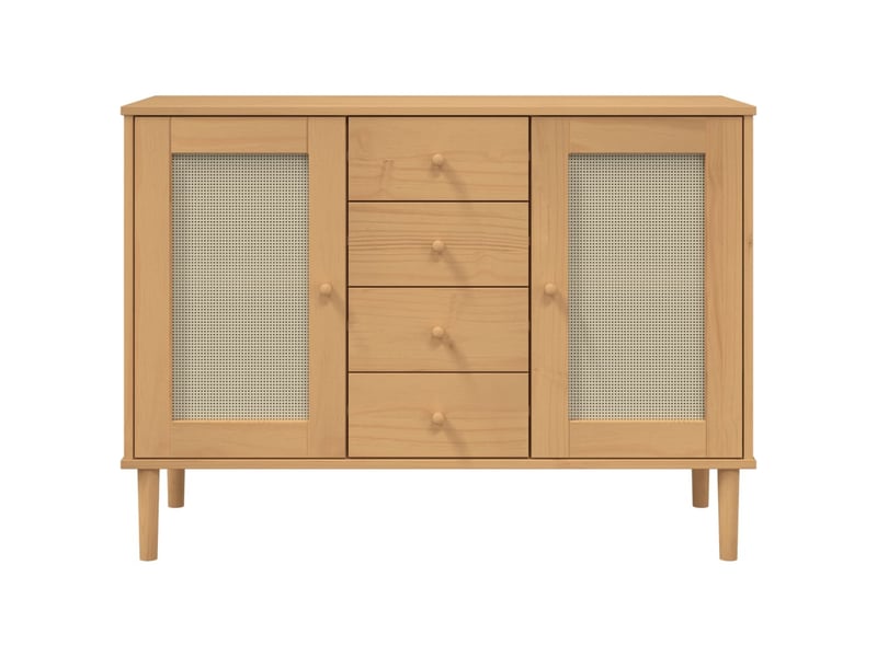  Buffet - bahut - meuble de rangement senja aspect rotin marron 112x40x80cm bois massif de pin  - Conforama E