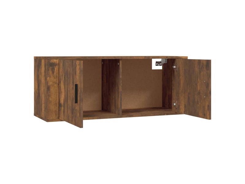  Lot de 3 meuble tv mural, meuble tv suspendu chêne fumé 100x34,5x40 cm  - Conforama E