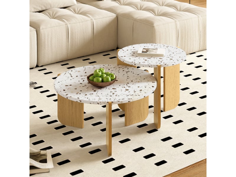  Lot de 2 tables basses gigognes rectangulaire naturel - 70x70 cm mdf table basse naturel - Conforama B