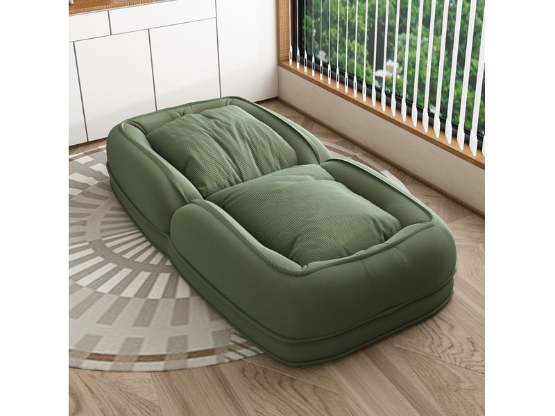  Canapé convertible modenvie pliable réglable 5 positions de 90 à 180 degrés avec 2 coussins pour adultes et animaux de compagnie vert en velours côtelé 180 x 90 x 26 cm  - Conforama D