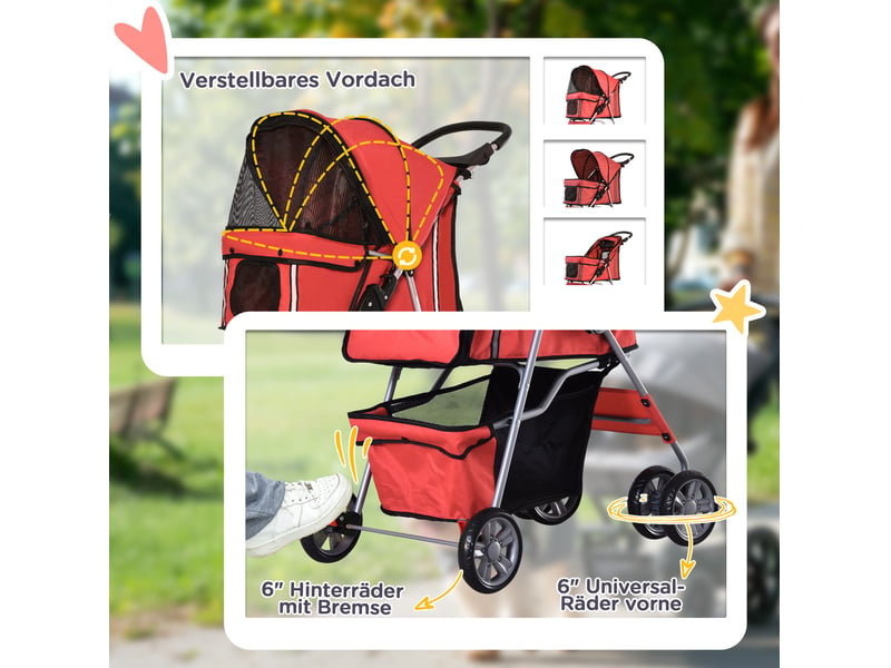  Poussette 75x45x97 cm pliable rouge  - Conforama C
