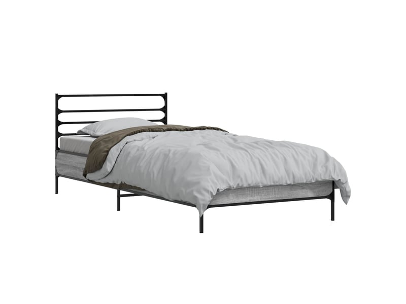  Lit simple- lit adulte -  cadre de lit sonoma gris 80 x 200 cm bois d'ingénierie  - Conforama A
