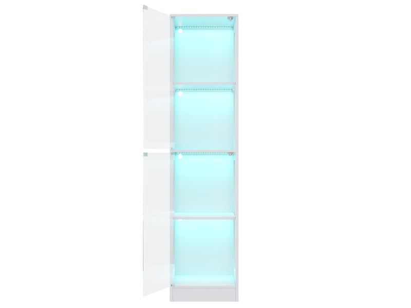 Vitrine led avec porte en verre, 4 niveaux, 40 x 35 x 170 cm, mdf blanc - Conforama R