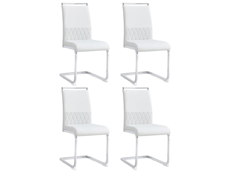  Lot de 4 chaises de salle à manger en similicuir et lin blanc PP304368AAW-4 - Conforama A