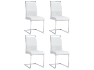 Lot de 4 chaises de salle à manger en similicuir et lin blanc