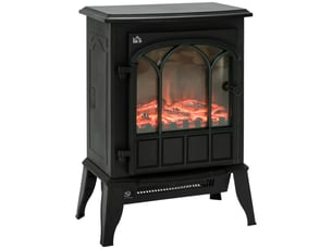 Cheminée électrique sur pied avec effet flamme réglable, chauffage 1000 w ou 2000 w, noire