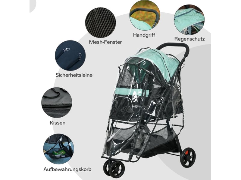 Poussette 80,5x51,5x100 cm pliable métal vert - Conforama C