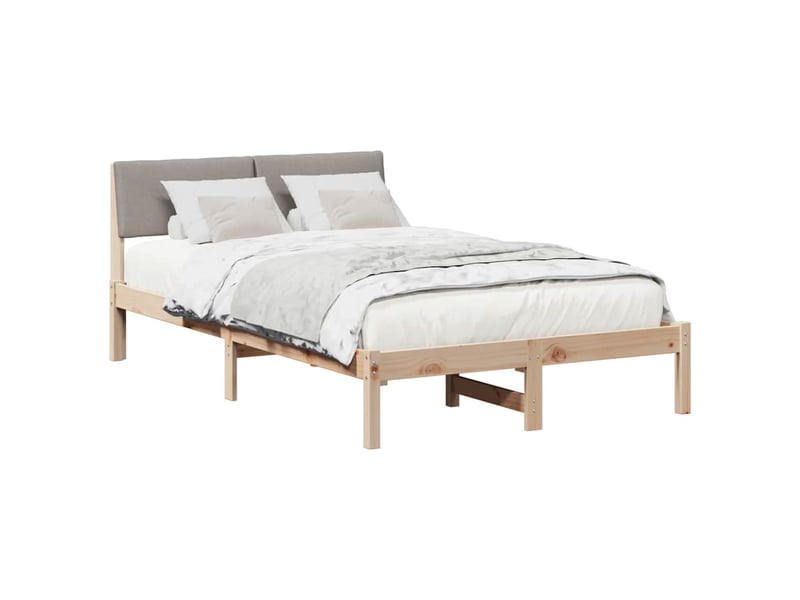  Lit double- lit adulte -  cadre de lit marron et taupe 120 x 190 cm bois massif en pin  - Conforama B