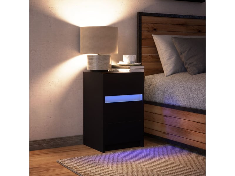 Table de chevet avec lumières led noir bois d'ingénierie  - Conforama E
