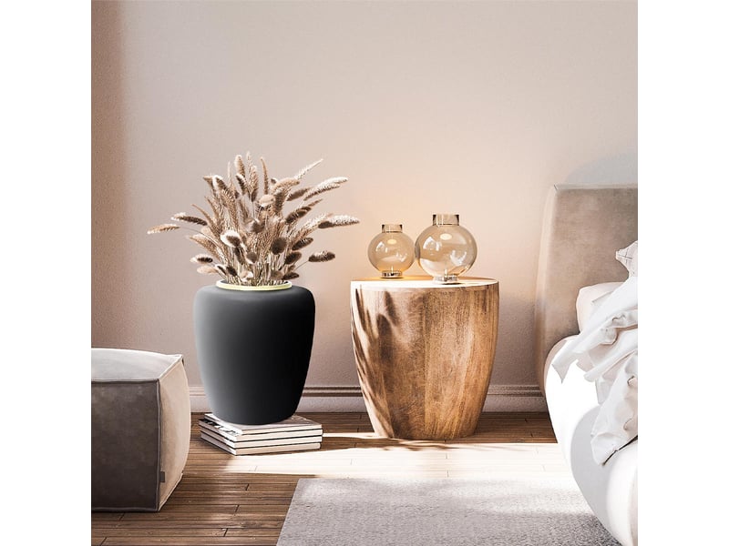  Vase déco en métal art deco 35cm noir  - Conforama D