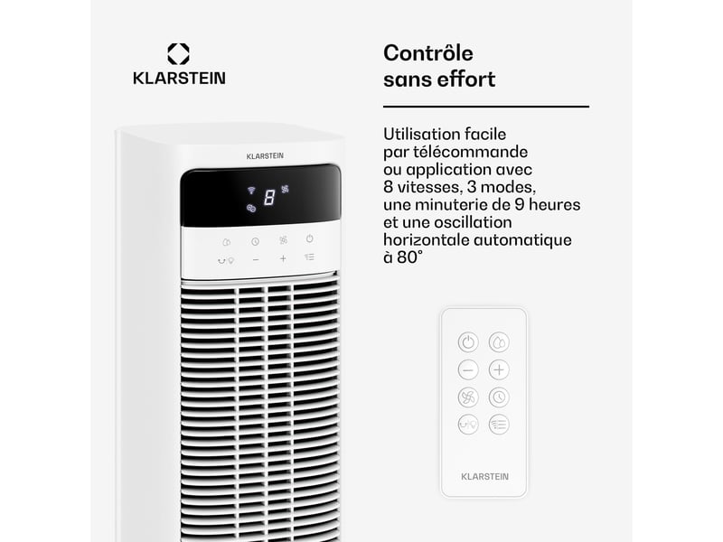 Klarstein mistral rafraîchiseur d'air connecté à eau 365 m³h 35 m² 3 modes 36 w blanc - Conforama D