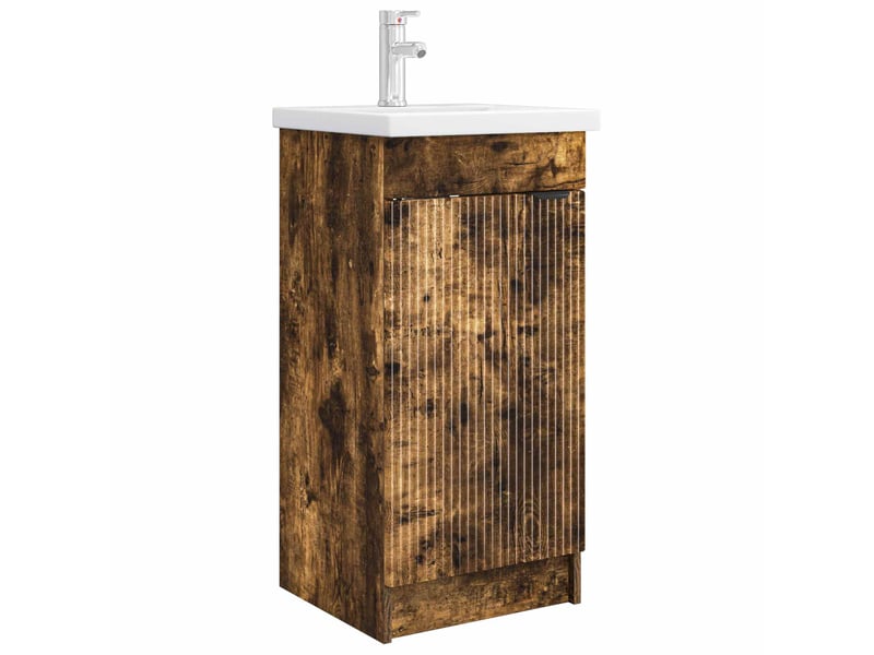 Meuble de salle de bain avec évier chêne fumé 42x40x84.5 cm shl8351 - Conforama A