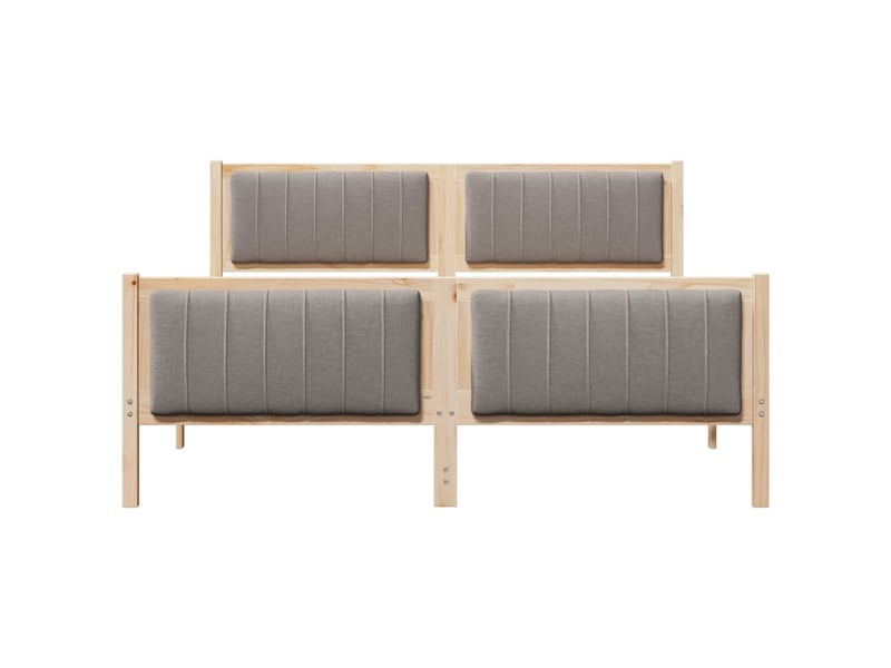  Lit double- lit adulte -  cadre de lit marron et taupe 150 x 200 cm bois massif en pin  - Conforama D