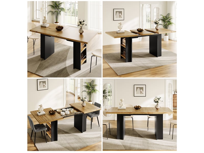 Table à manger, extensible, 120-160 x 80 cm, en bois, pour salon et cuisine, pour maison et appartement, mobilier fonctionnel pour intérieur - Conforama B