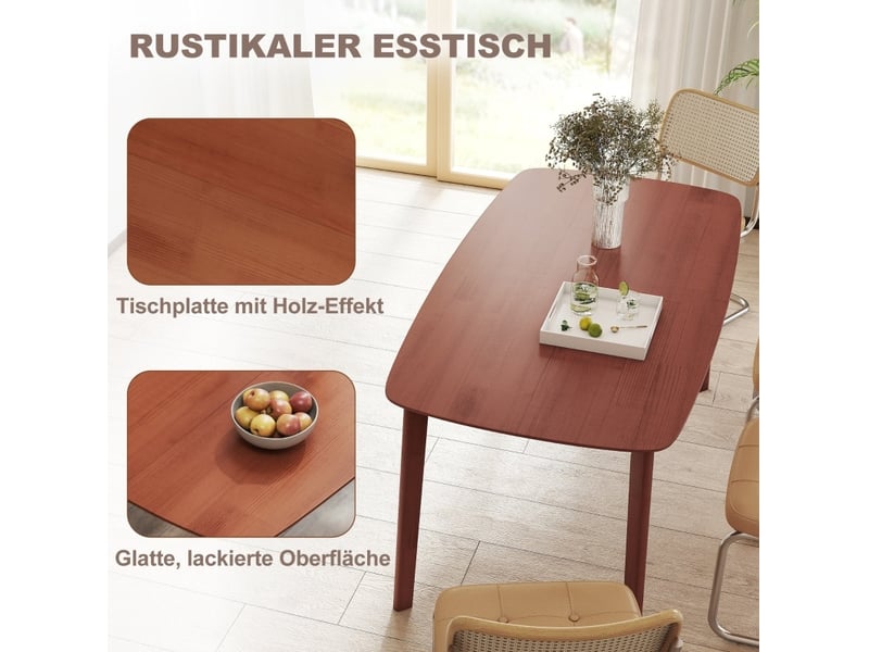  Table de salle à manger pour 6 personnes avec bords arrondis, finition laquée, pour salle à manger, 150 × 80 × 76 cm  - Conforama E
