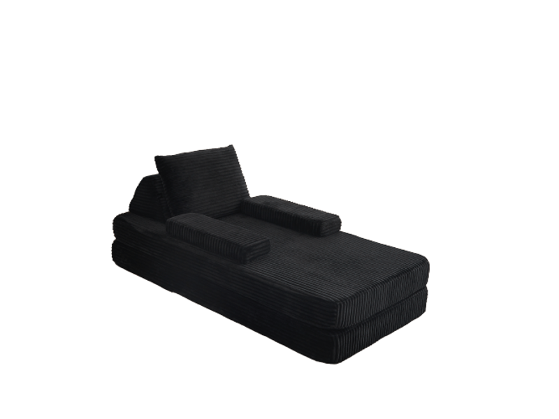  Canapé velours côtelé convertible 211 cm en lit – 2 dossiers triangulaires, 2 coussins, 2 accoudoirs amovibles  - Conforama E