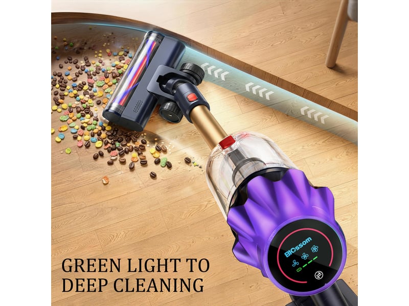  Aspirateur sans fil,600w55 kpa,autonomie de 60 minutes,pour la maison,aspirateur balai autoportant avec brosse anti-emmêlement et écran tactile oled  - Conforama D