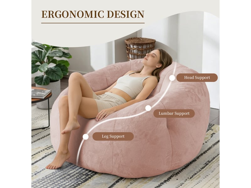  Fauteuil poire rond grand format avec stabilité renforcée, pour salon et chambre  - Conforama D