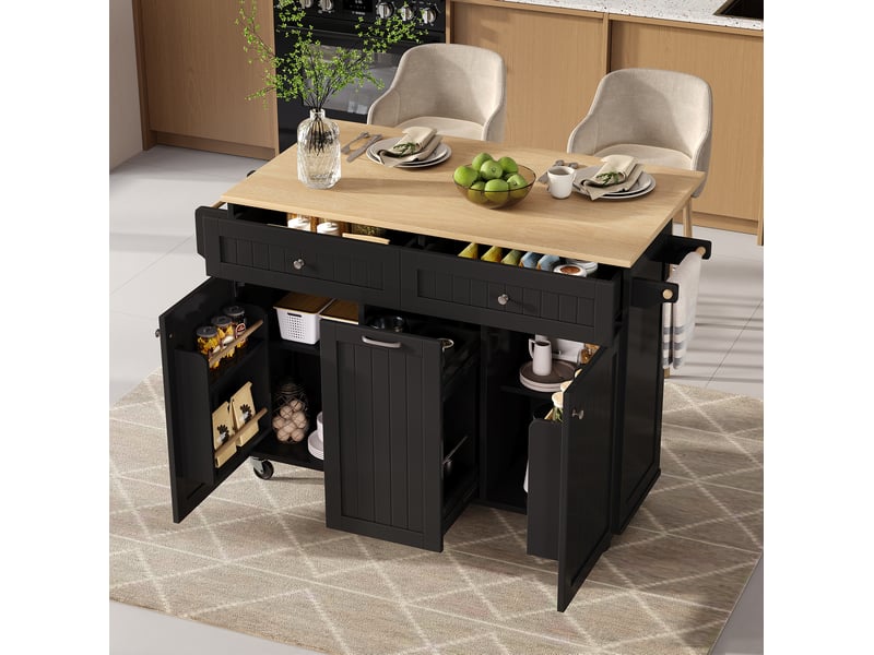  Desserte de cuisine mobile avec plan de travail rabattable et rangement homvra  - Conforama B
