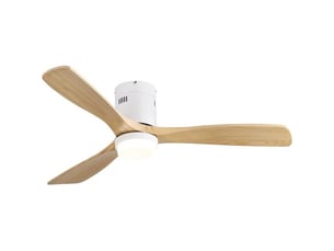 Ventilateur de plafond 132cm avec lumière,3 pales en bois massif moteur réversible silencieux télécommande,ventilation et éclairage pour salon chambre