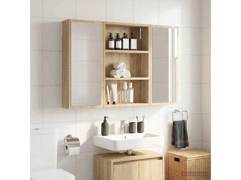  Armoire murale de salle de bain, cabinet de salle de bain chêne sonoma 40 x 10 x 60,5 cm cf65195  - Conforama D
