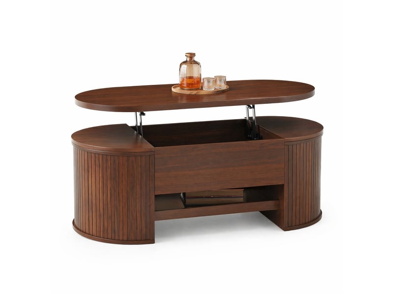 Table basse relevable en mdf effet noyer – plateau ajustable et rangement – 110 x 55,5 x 40 cm  - Conforama A