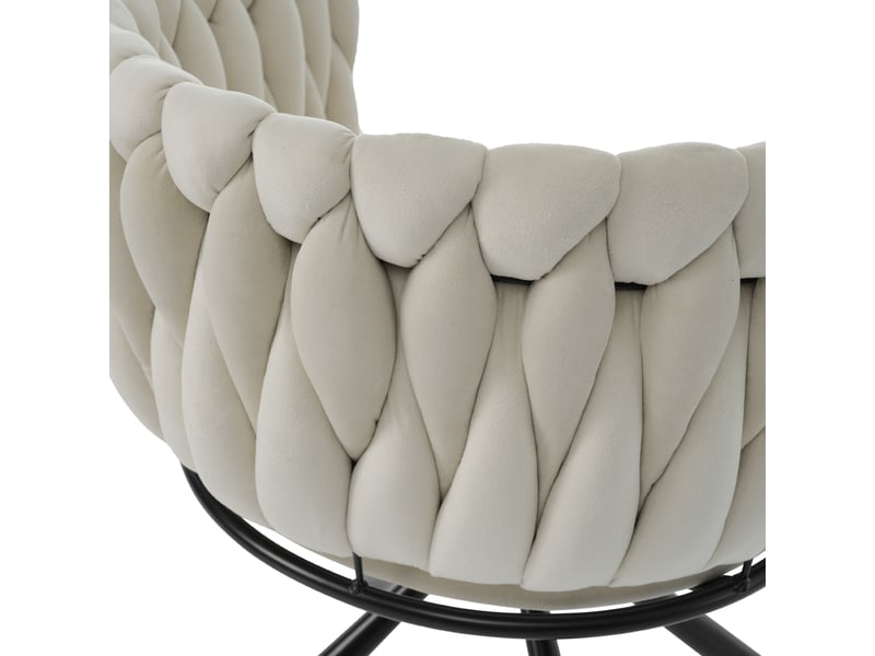  Lot de 2 chaises de salle à manger avec pivotantes, accoudoir, pied en métal, velours, beige  - Conforama E