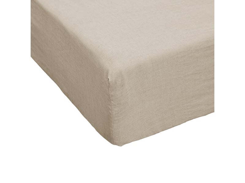  Drap housse 90x190+30 cm lin rosalie sable PD24892 - Conforama A
