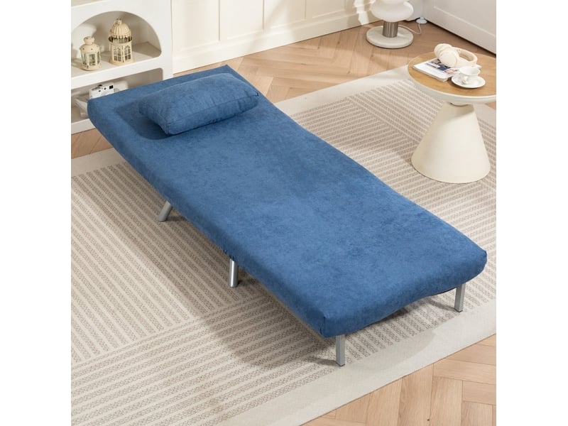  Fauteuil-lit 2-en-1 bleu avec dossier réglable et coussin  - Conforama D