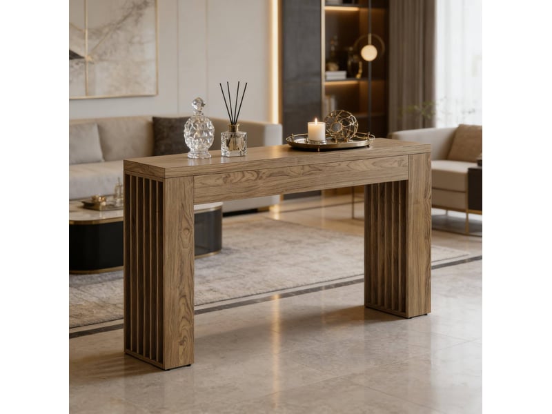  Table console 150x30x80 cm, style campagne, mdf, marron  - Conforama B