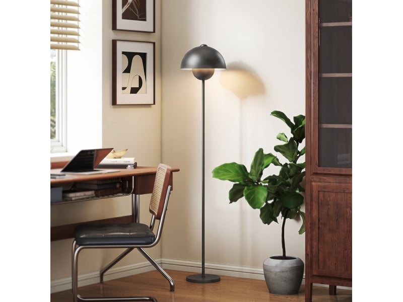  Lampadaire ø30 x h155 cm en métal avec interrupteur au pied gris chicfurn  - Conforama B