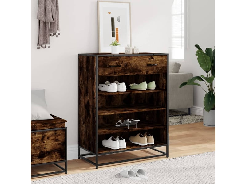  Meuble à chaussures, armoire à chaussures chêne fumé bois d'ingénierie et métal shl3229  - Conforama C