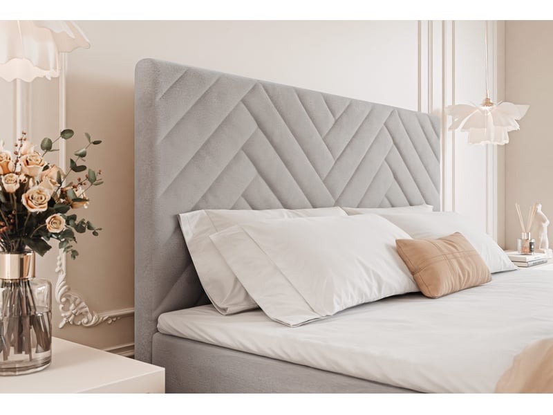  Lit coffre nerea - 160x200 cm - avec matelas et surmatelas - velours dense - gris clair NEREA - Conforama D