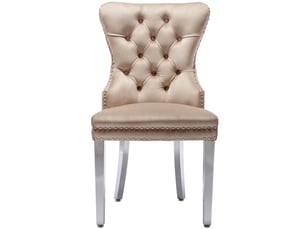 Lot de 2 chaises salle à manger 53x62,5x94,5 cm, dossier incurvé, velours beige, pieds métalliques