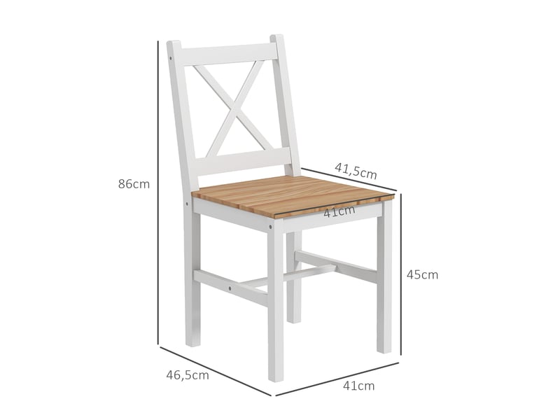 Lot de 4 chaises design style maison de campagne, cadre blanc, parfaites pour salle à manger, cuisine ou salon - Conforama C