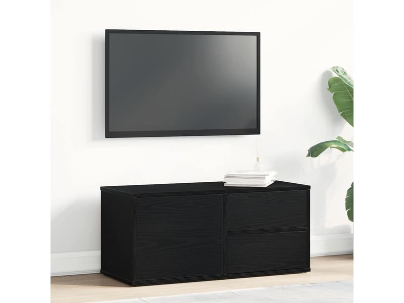  Meuble tv - banc tv - meuble de rangement 80 x 34 x 36 cm chêne noir bois d'ingénierie  - Conforama B